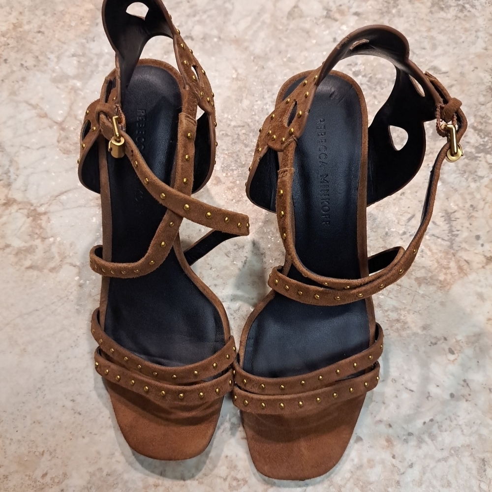 Rebecca Minkoff Strappy Heeled Sandals Suade Sz 7 EUC